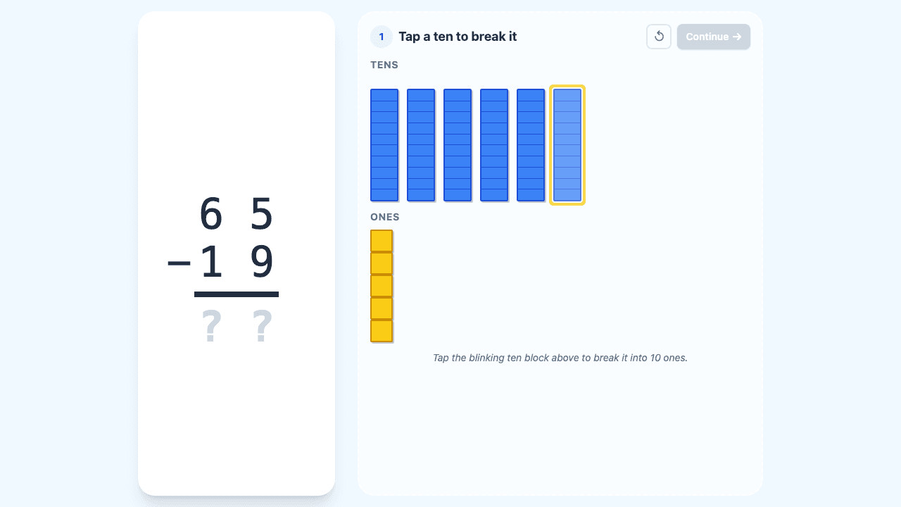 Two-Digit Subtraction With Regrouping