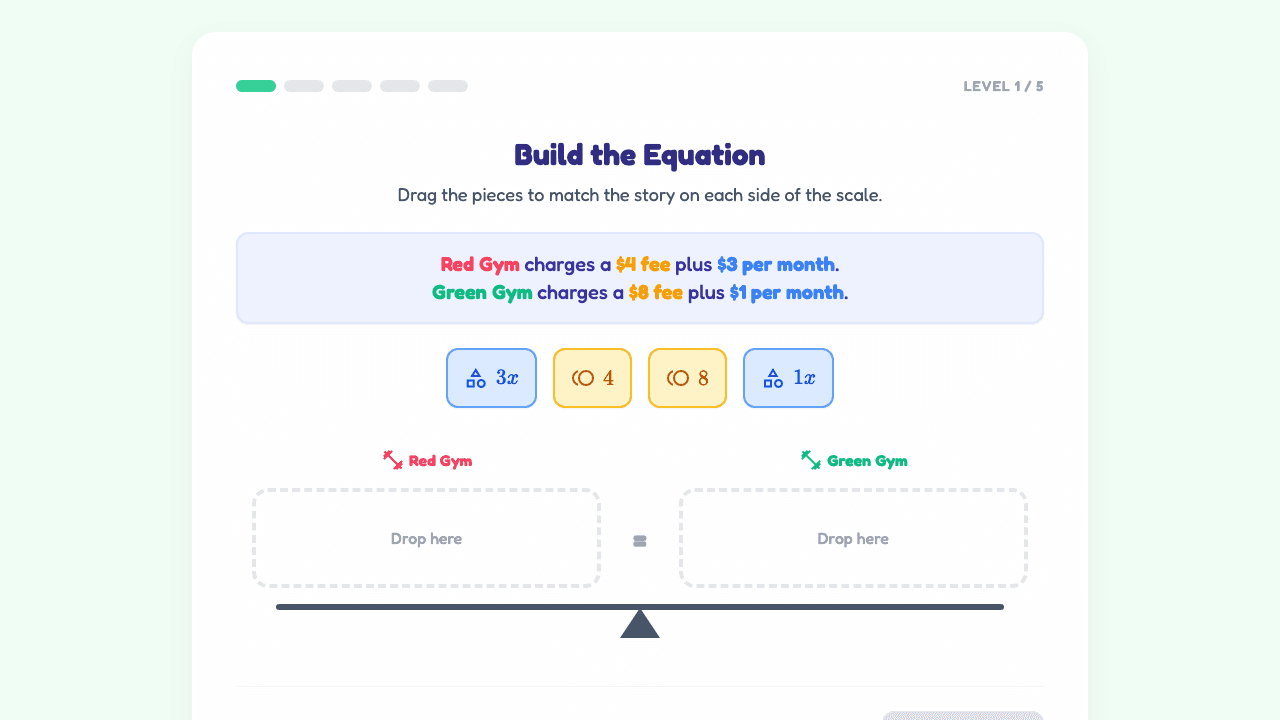 Equation Word Problems: Variables on Both Sides