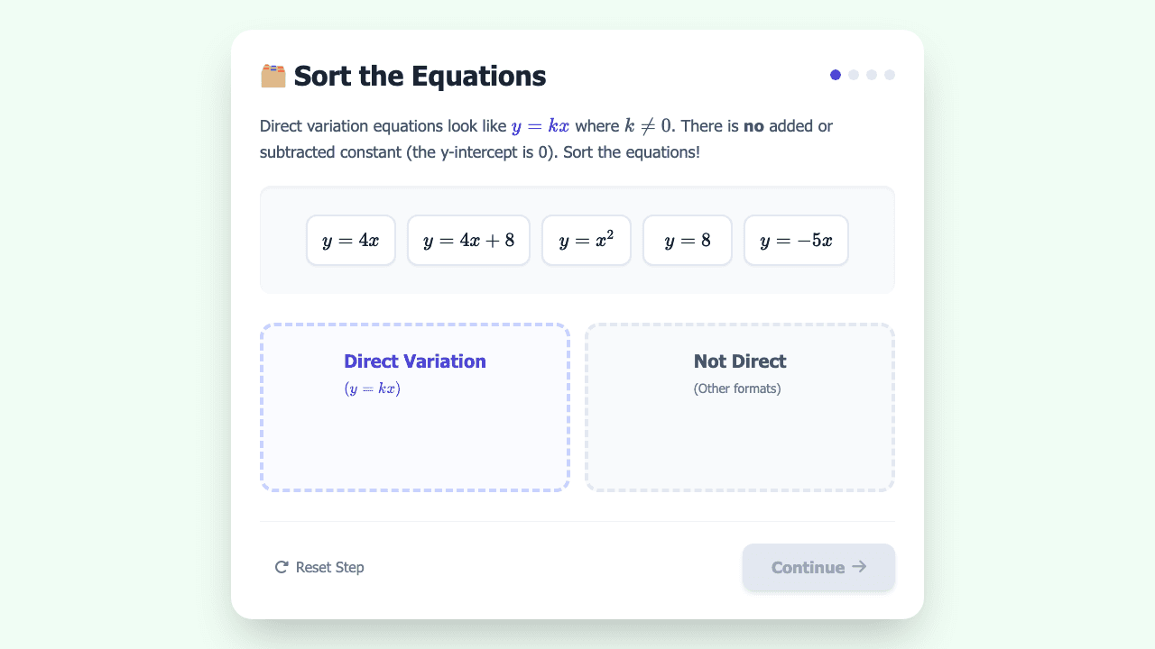 Direct Variation Equations